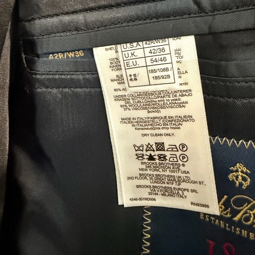 Brooks Brothers 1818 Regent Italian-Made Wool Sport Coat – Men’s 42R Black Gray